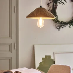 Suspension électrifiée en porcelaine D27,5cm - jaune