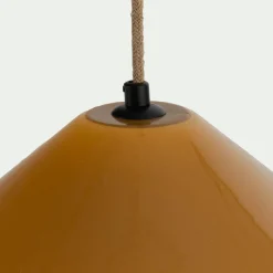 Suspension électrifiée en porcelaine D27,5cm - jaune