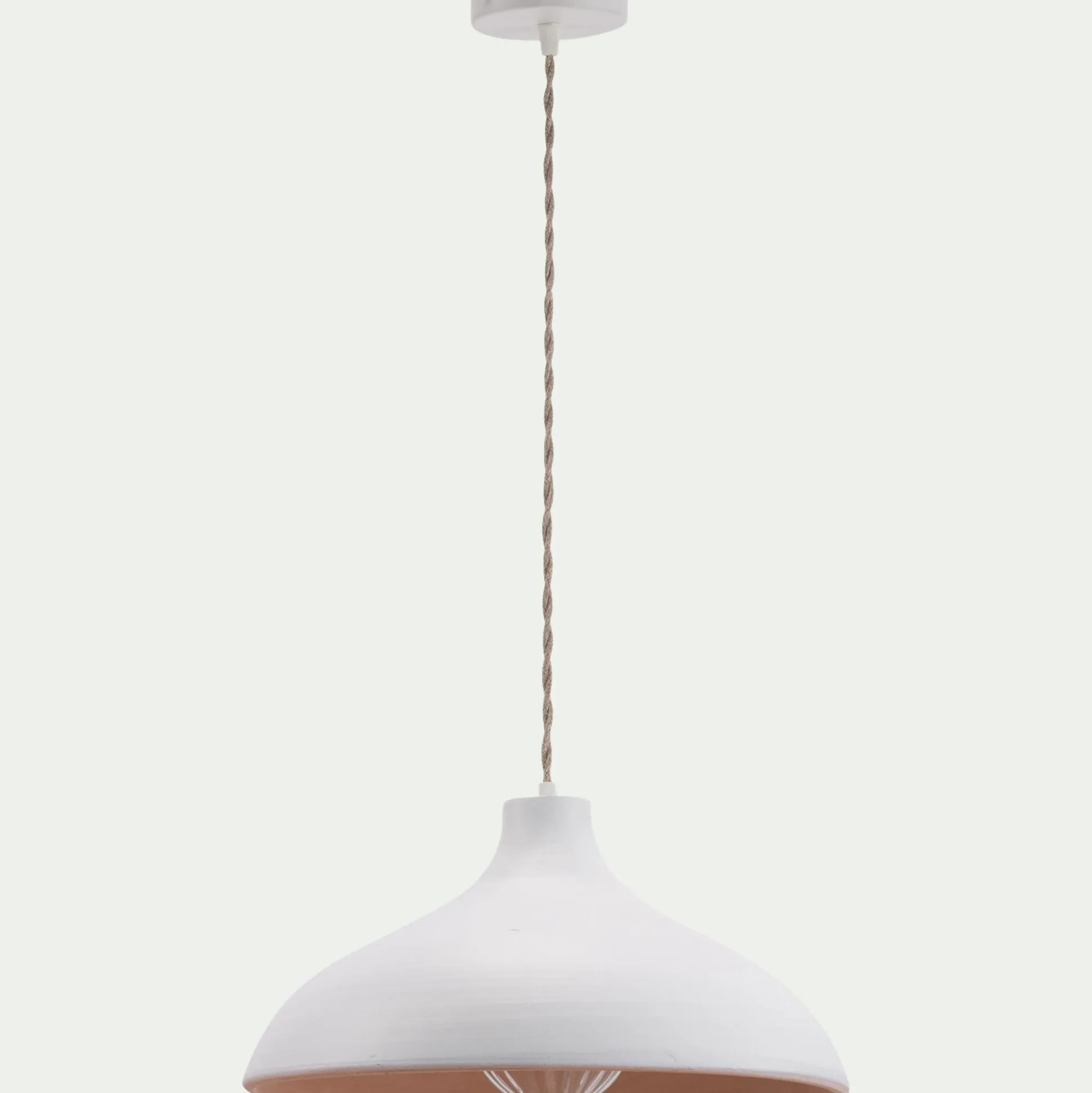 Suspension électrifiée en terre cuite D35cm - blanc