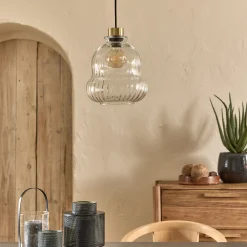 Suspension électrifiée en verre D24,5cm - transparent