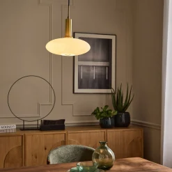 Suspension électrifiée en verre opalin D30cm - blanc