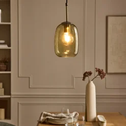 Suspension électrifiée en verre D15,5cm - vert