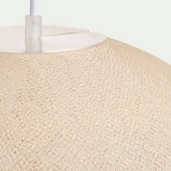 Suspension électrifiée globe en tissu D38cm - beige