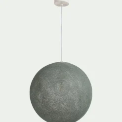 Suspension électrifiée globe en tissu D38cm - vert de gris
