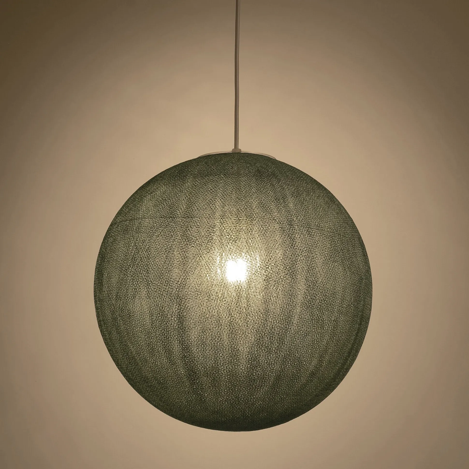 Suspension électrifiée globe en tissu D38cm - vert de gris