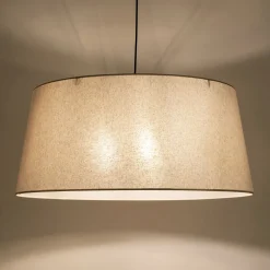 Suspension électrifiée tambour en lin et coton D78cm - beige roucas