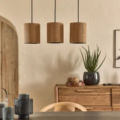 Suspension électrifiée triple en bambou L61cm - naturel