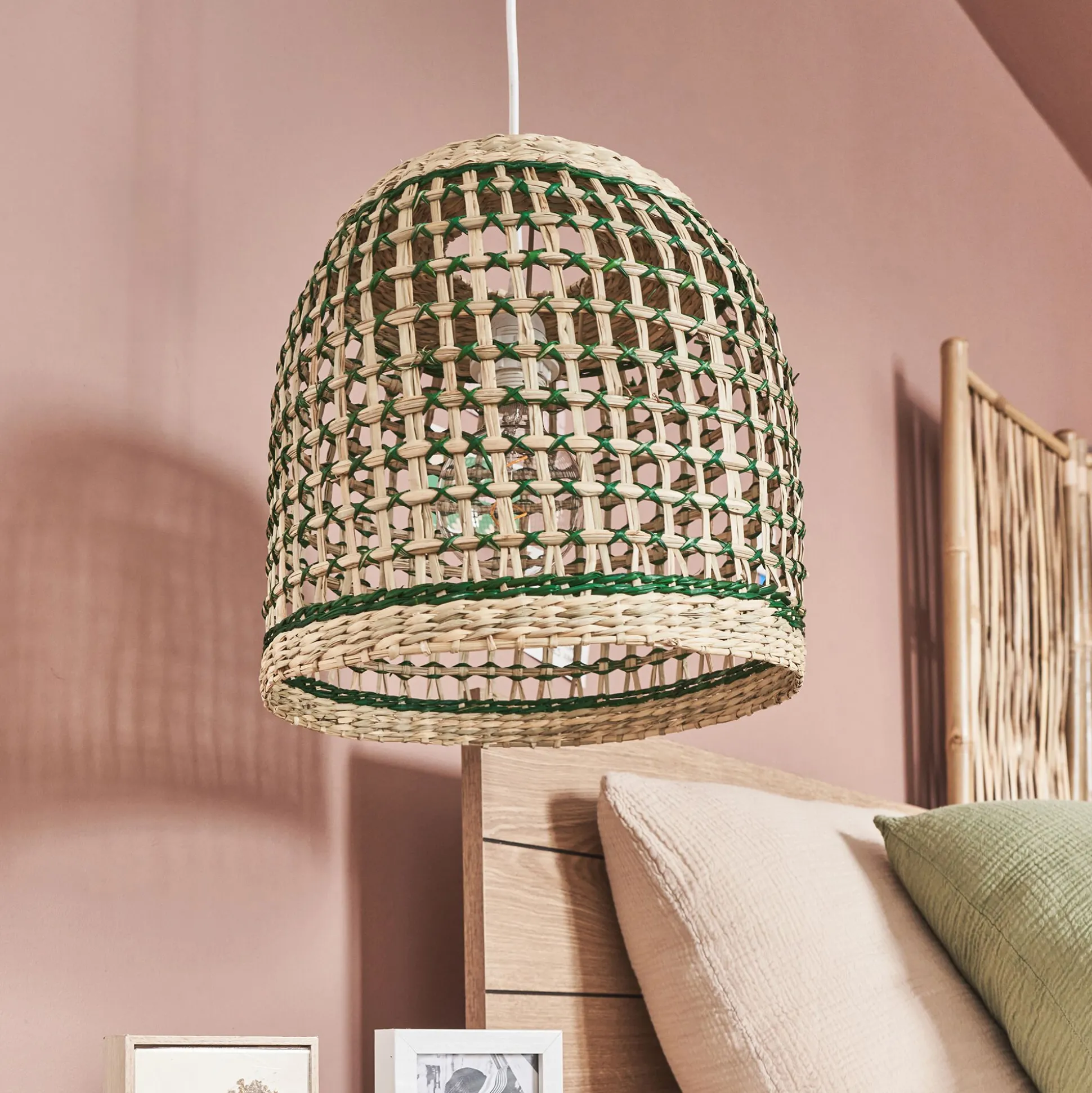 Suspension non électrifiée en jonc de mer D33cm - naturel