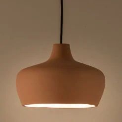 Suspension ronde en terre cuite D18,6cm - rose argile
