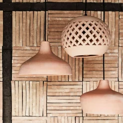 Suspension ronde en terre cuite D18,6cm - rose argile