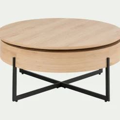 Table basse avec plateau rotatif en bois - bois clair D85xH37,5cm