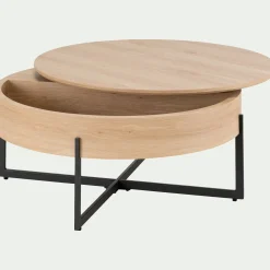 Table basse avec plateau rotatif en bois - bois clair D85xH37,5cm