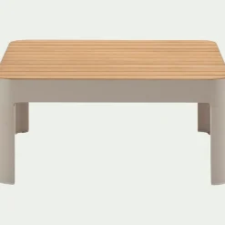 Table basse de jardin carrée en teck et aluminium - beige