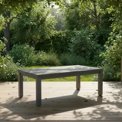Table basse de jardin rectangulaire en aluminium - gris