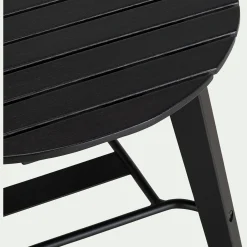 Table basse de jardin ronde en bois d'eucalyptus et aluminium - noir
