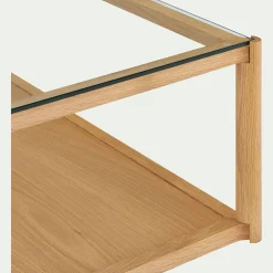 Table basse en chêne et verre L92x92cm - bois clair