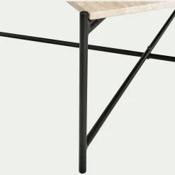 Table basse en travertin et acier L78x78cm - blanc
