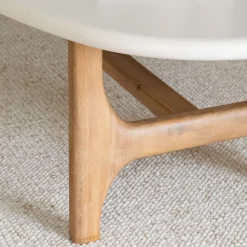 Table basse ovale en bois L126xl70cm - blanc