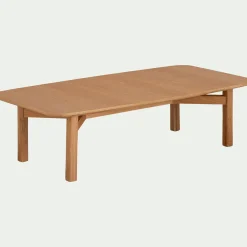 Table basse rectangle en plaqué chêne et piètement en chêne