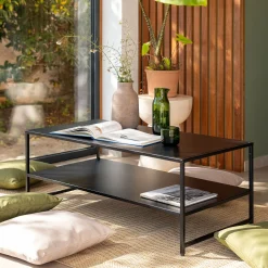 Table basse rectangulaire en acier - noir