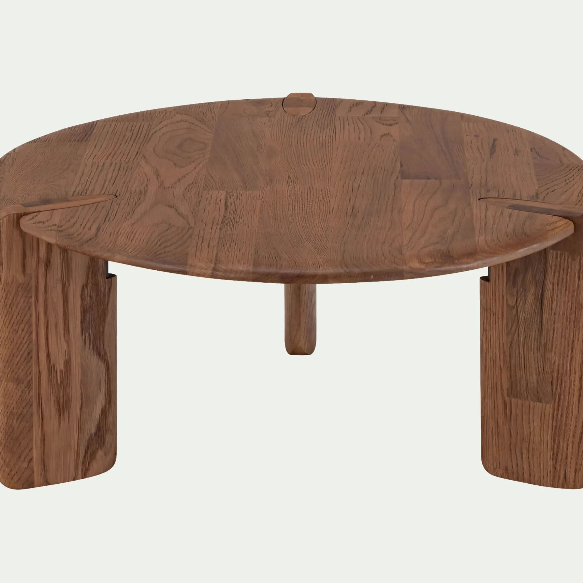 Table basse ronde en chêne massif D81cm - bois foncé