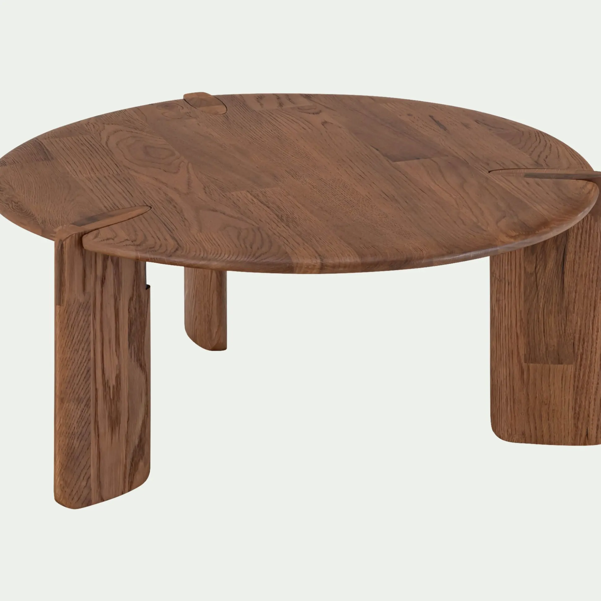 Table basse ronde en chêne massif D81cm - bois foncé