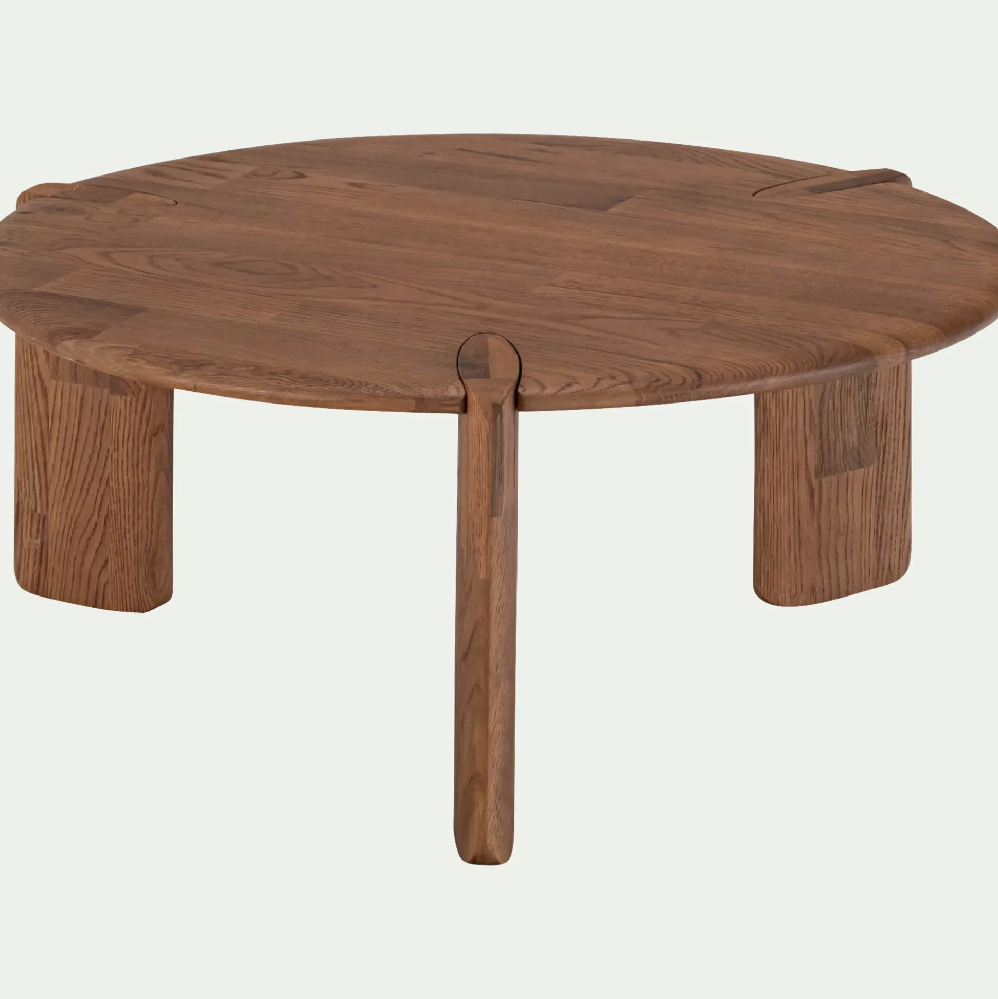 Table basse ronde en chêne massif D81cm - bois foncé