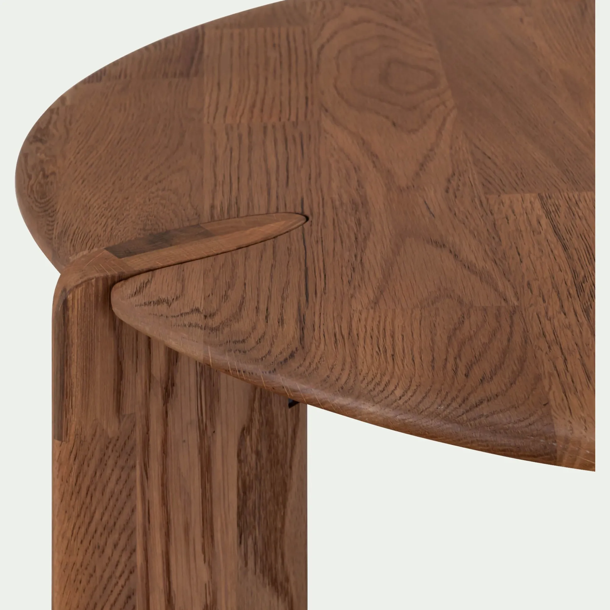 Table basse ronde en chêne massif D81cm - bois foncé