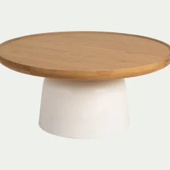 Table basse ronde en chêne et béton - naturel