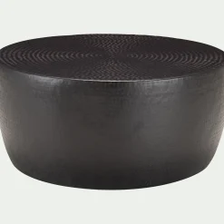 Table basse ronde en tôle d'aluminium D90xH42cm - noir