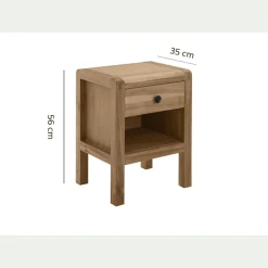 Table de chevet en acacia 1 tiroir L42xl35xH56cm - bois clair