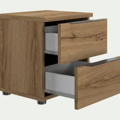 Table de chevet en bois 2 tiroirs L40xl36xH43cm- bois clair