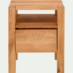 Table de chevet en chêne massif 1 niche et 1 tiroir - bois clair