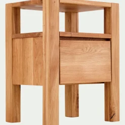 Table de chevet en chêne massif 1 niche et 1 tiroir - bois clair