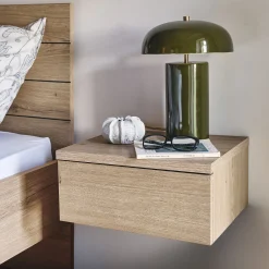 Table de chevet suspendue en bois 1 tiroir L40xl36xH19cm - bois clair