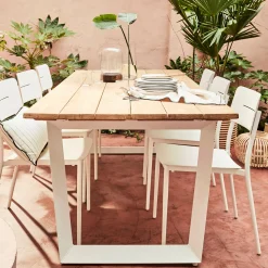 Table de jardin en teck et aluminium - bois clair (8 places)