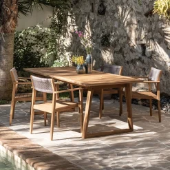 Table de jardin extensible en teck FSC - bois clair (8 à 10 places)