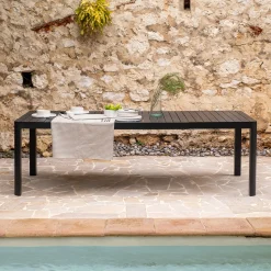 Table de jardin extensible en aluminium - noir (8 à 10 places)