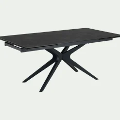Table de repas extensible en céramique et métal - gris anthracite (10 à 12 places)