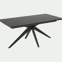 Table de repas extensible en céramique et verre trempé - noir (6 à 10 places)
