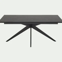Table de repas extensible en céramique et verre trempé - noir (6 à 10 places)