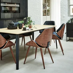 Table de repas extensible plaquée chêne - bois clair (8 à 12 places)