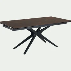 Table de repas extensible en métal et céramique - bronze (10 à 12 places)