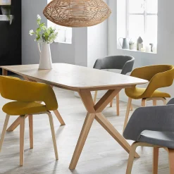 Table de repas extensible plaquée chêne - bois clair (8 à 10 places)