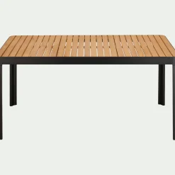 Table de repas jardin en aluminium et teck - bois clair (6 places)