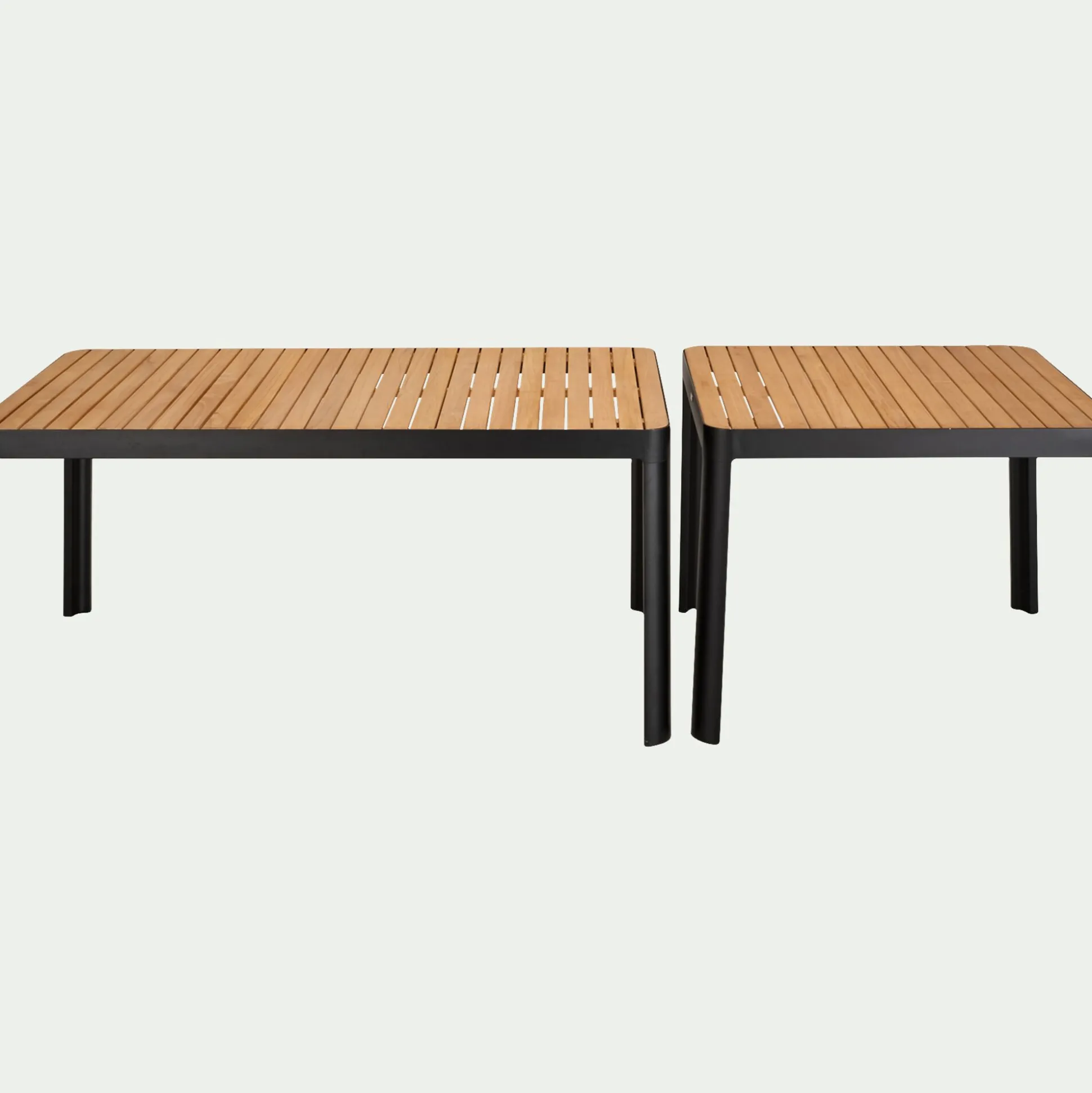 Table de repas jardin en aluminium et teck - bois clair (4 places )