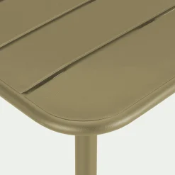 Table de repas jardin fixe carrée en acier - vert kaki (2 places)