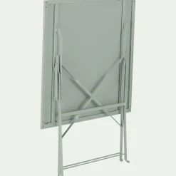 Table de repas jardin pliante en acier - vert olivier (2 places)