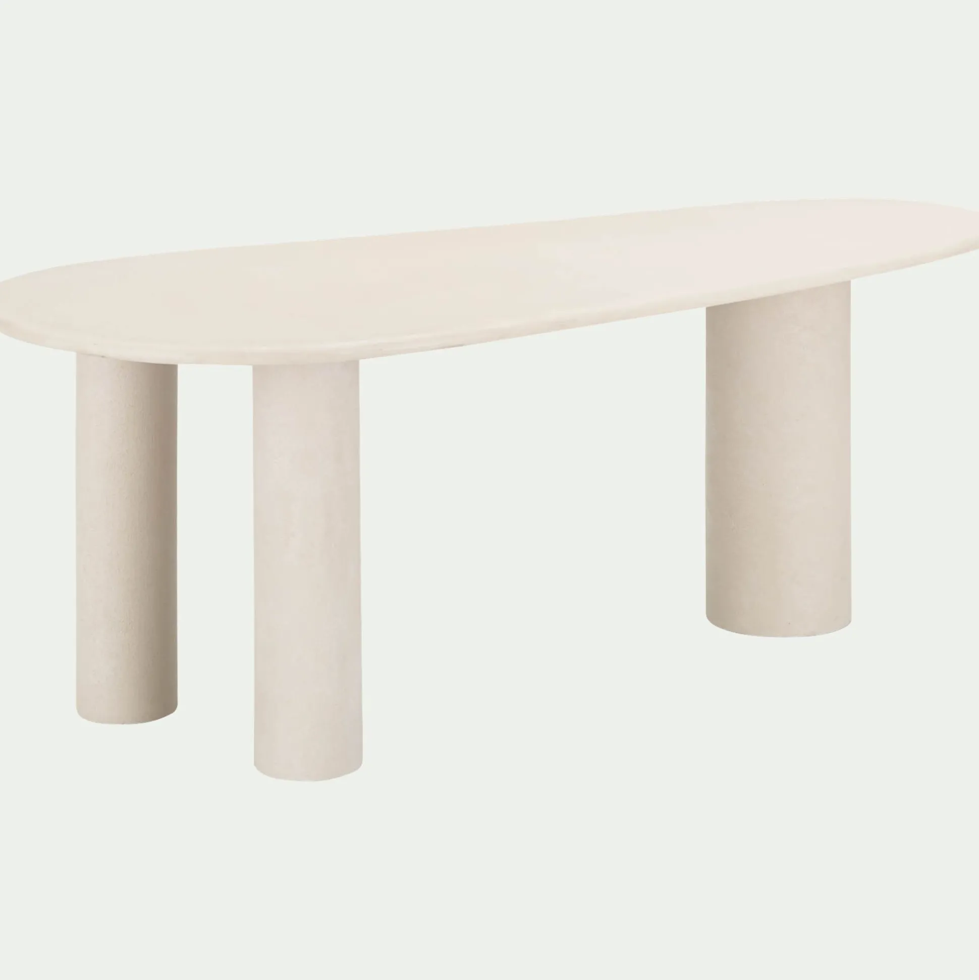 Table de repas organique en bois - blanc écru (8 à 10 places)