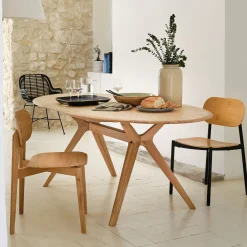 Table de repas ovale extensible bois massif - bois clair (6 à 8 places)